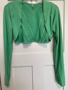 FP Movement by Free People Cropped Open-Front Jacket in Green